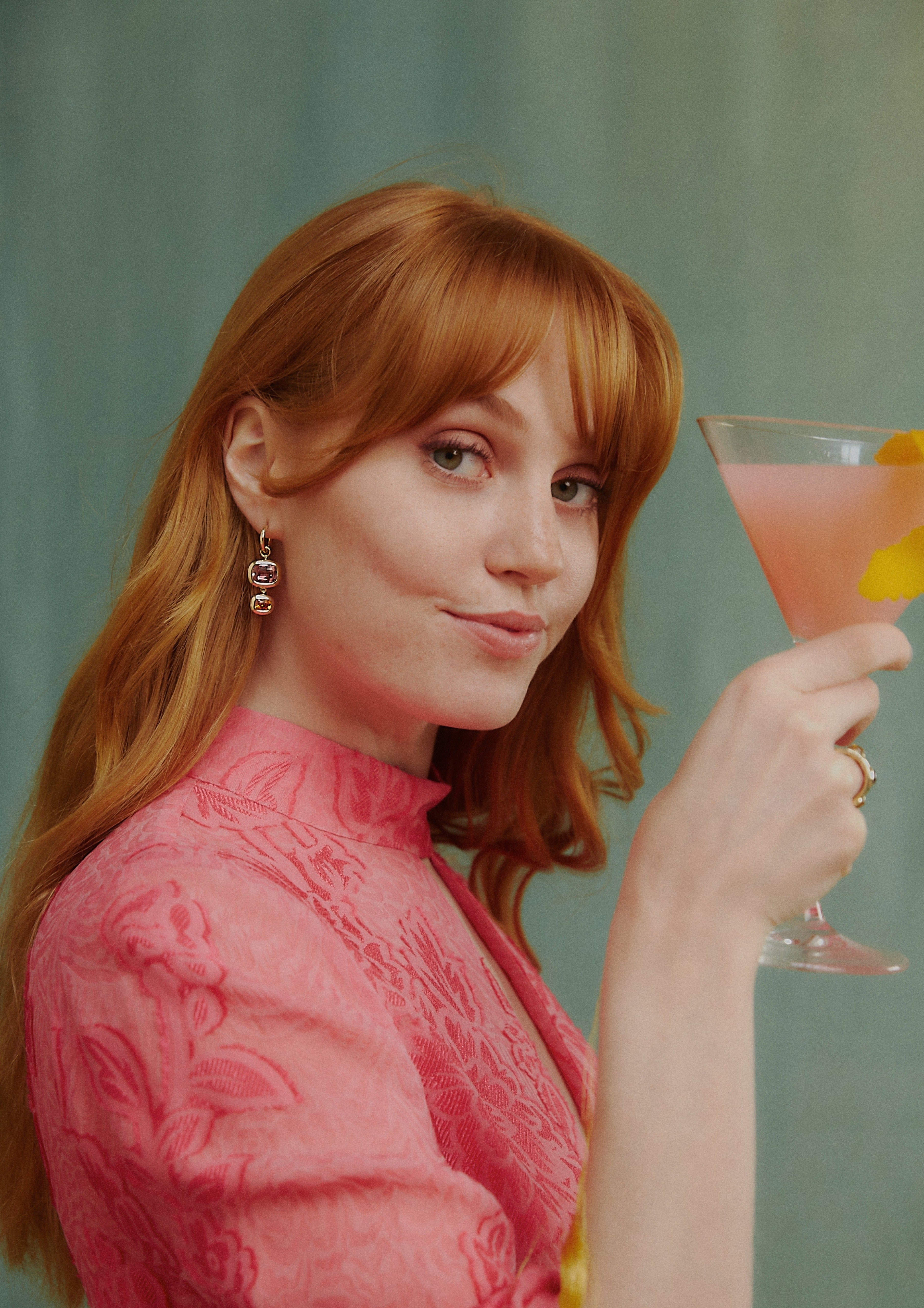 Cosmopolitan earrings. Cocktail earrings. Colourful gemstone earrings. Pink tourmaline earrings. Spessartite garnet earrings. Pink and orange gemstone earrings. Gemstone drop earrings. Solid gold earrings.