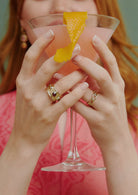 Pink tourmaline and citrine ring. Cabochon ring. Solid gold ring. Elizabethan style ring. Gemstone ring.