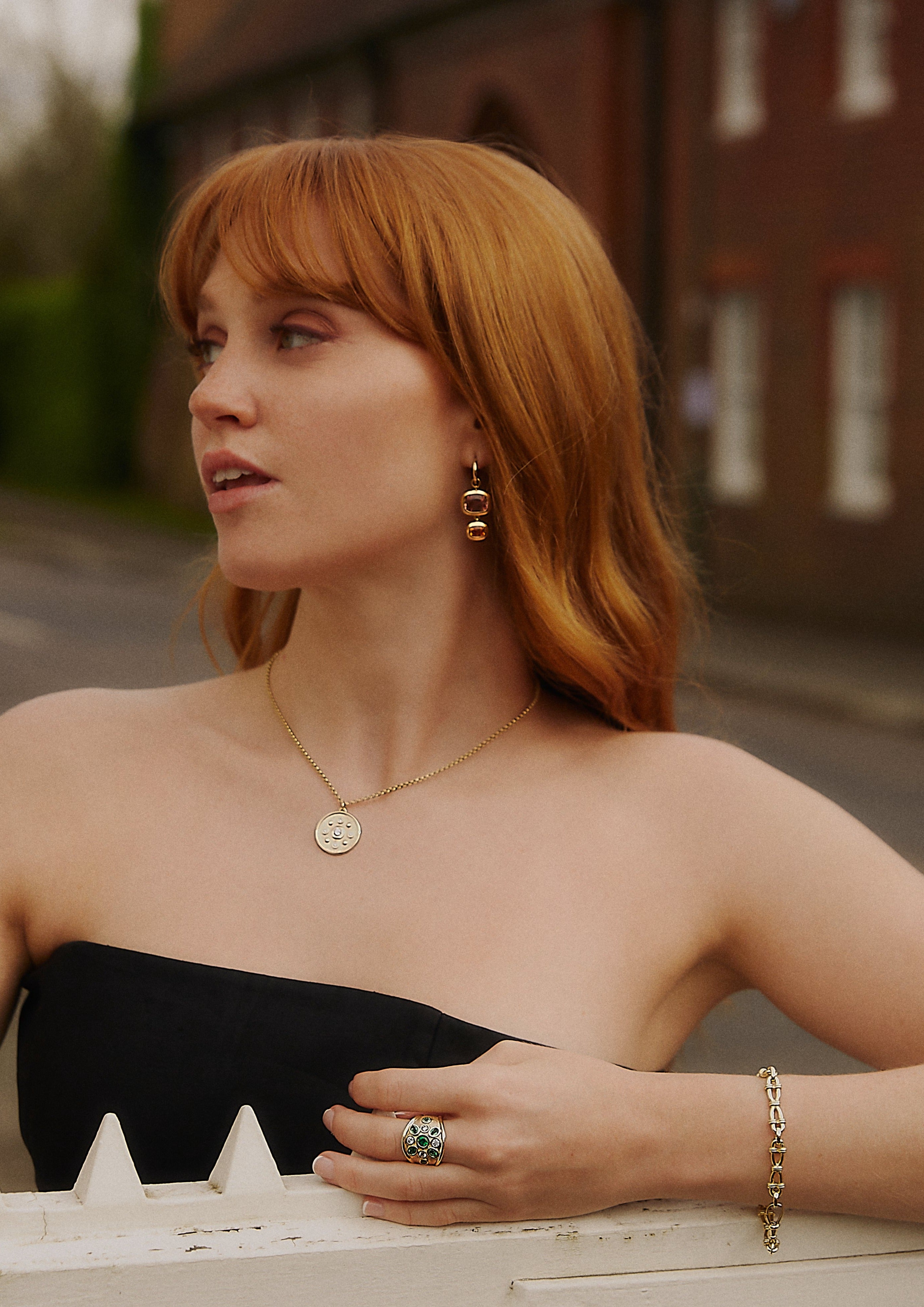 Cosmopolitan earrings. Cocktail earrings. Colourful gemstone earrings. Pink tourmaline earrings. Spessartite garnet earrings. Pink and orange gemstone earrings. Gemstone drop earrings. Solid gold earrings.