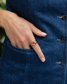 Red Spinel and Diamond Bombé Ring. Diamond Ring. Coloured Stone Ring. Bombé ring. Signet style ring. Gold ring. Chunky gold ring. Solid gold ring. Cocktail ring.