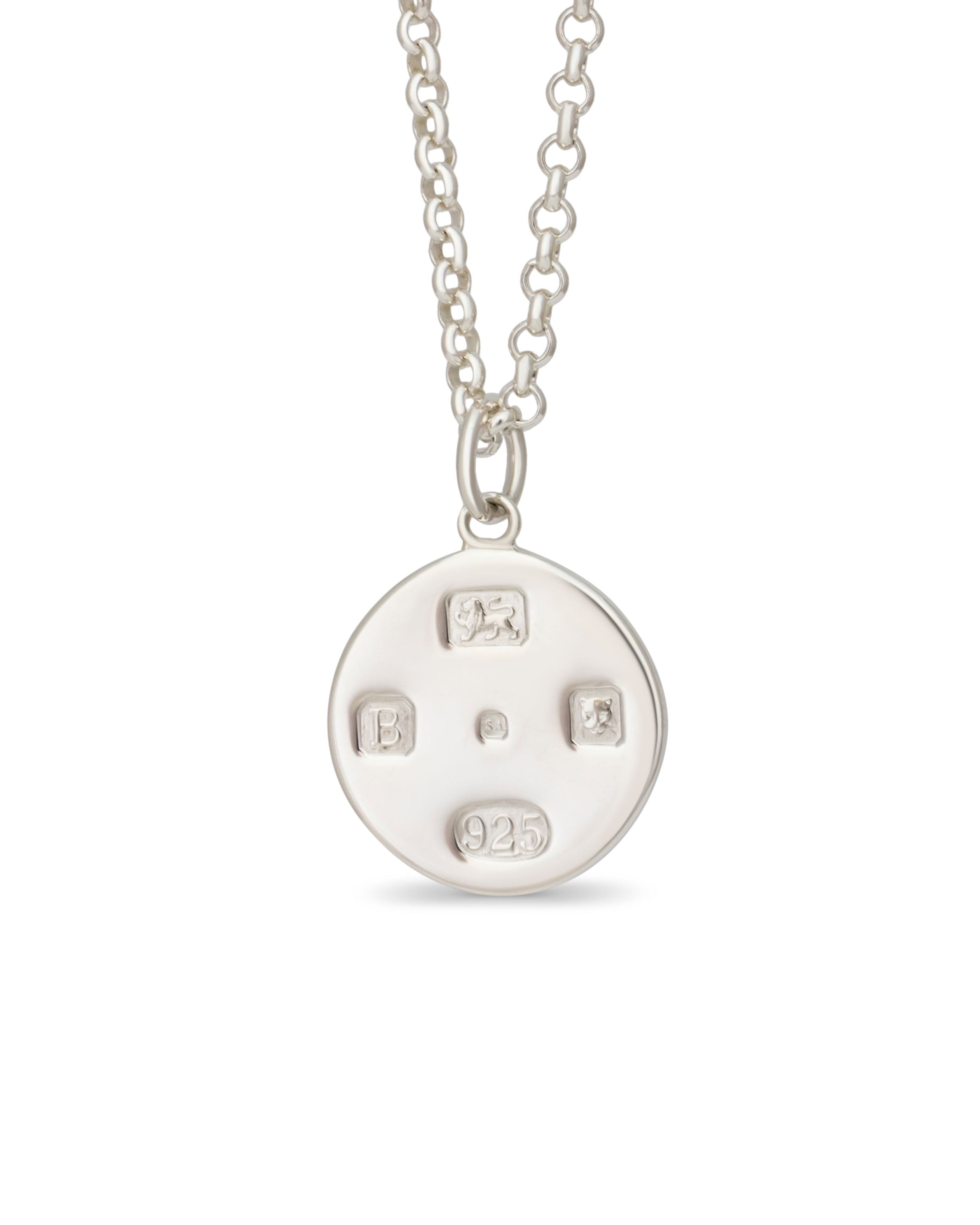 Silver disc pendant. Silver dog tag. Silver disc charm.
