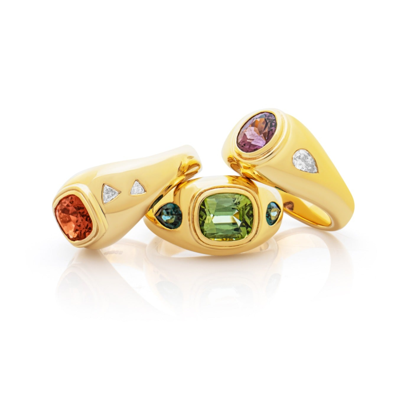 Starry Night Bombé Rings. Gemstone rings. Chunky gold rings. Chunky gemstone rings. Bombé rings.