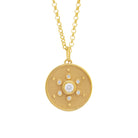 Stars Medallion. Medallion pendant. Gold medallion. Diamond medallion. Solid gold and diamond pendant. Diamond disc pendant. Gold disc pendant.