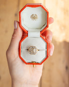 Step cut Diamond Ring. Art Deco Diamond Ring. Diamond halo ring. Diamond engagement ring. Art Deco engagement ring.