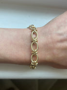 Gold chain bracelet. Twisted rope link bracelet. Charm bracelet. Fancy link bracelet