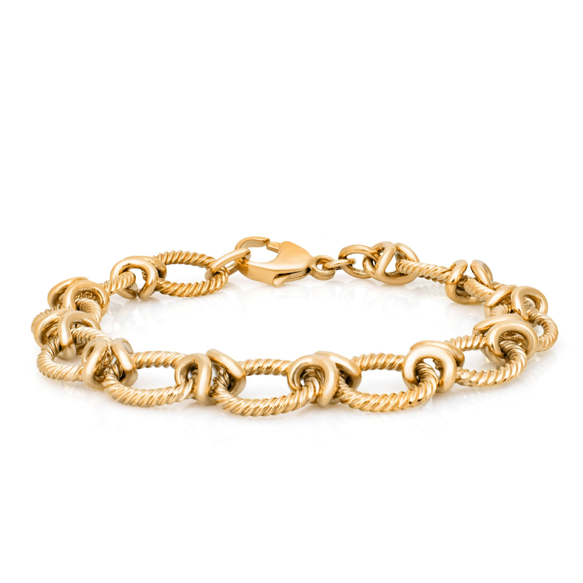 Gold charm bracelet. Chunky gold bracelet.