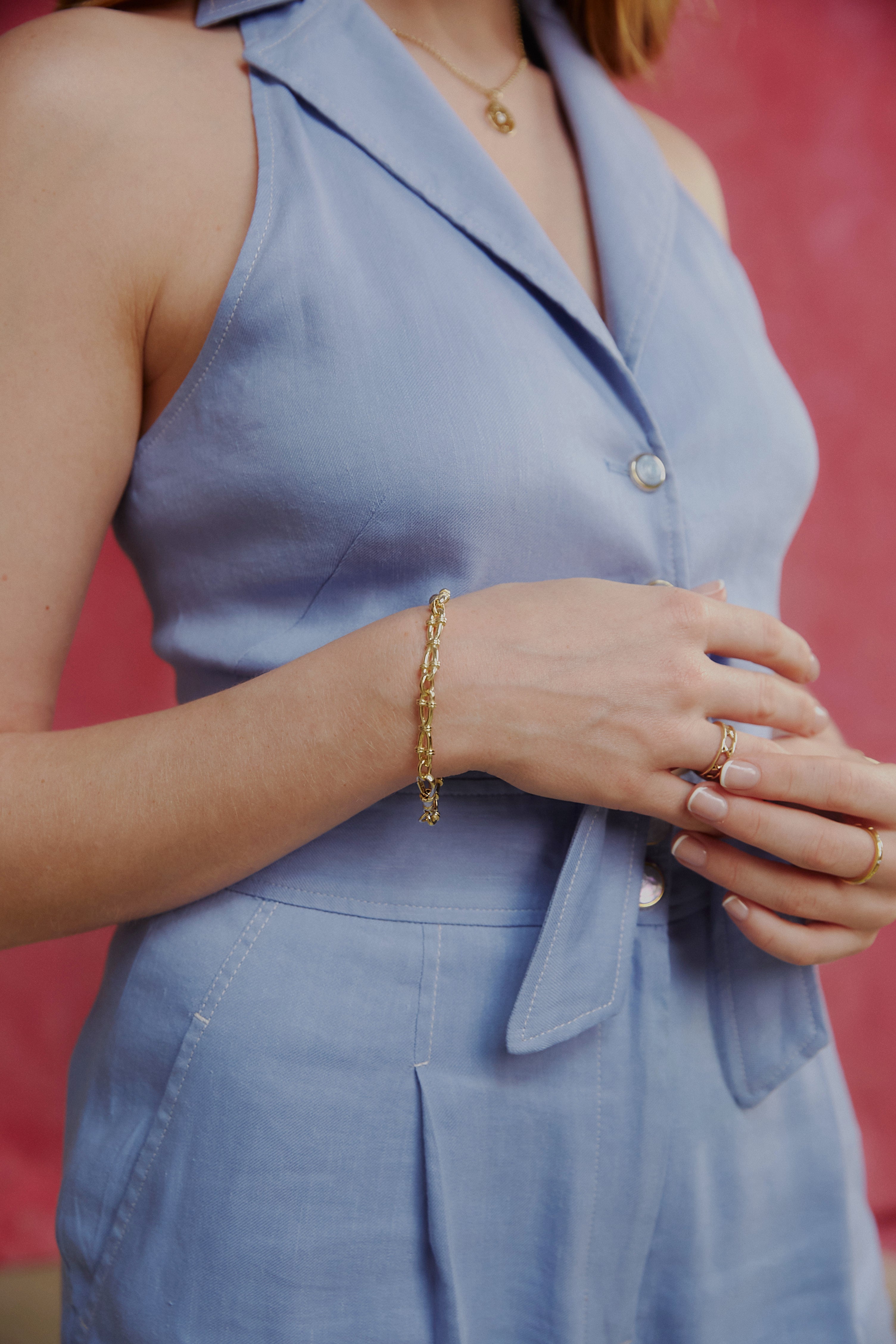 Double Love Bracelet. Gold chain bracelet. Solid gold bracelet.