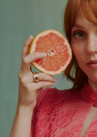 Pink tourmaline and citrine ring. Cabochon ring. Solid gold ring. Elizabethan style ring. Gemstone ring.