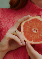 Pink tourmaline and citrine ring. Cabochon ring. Solid gold ring. Elizabethan style ring. Gemstone ring.