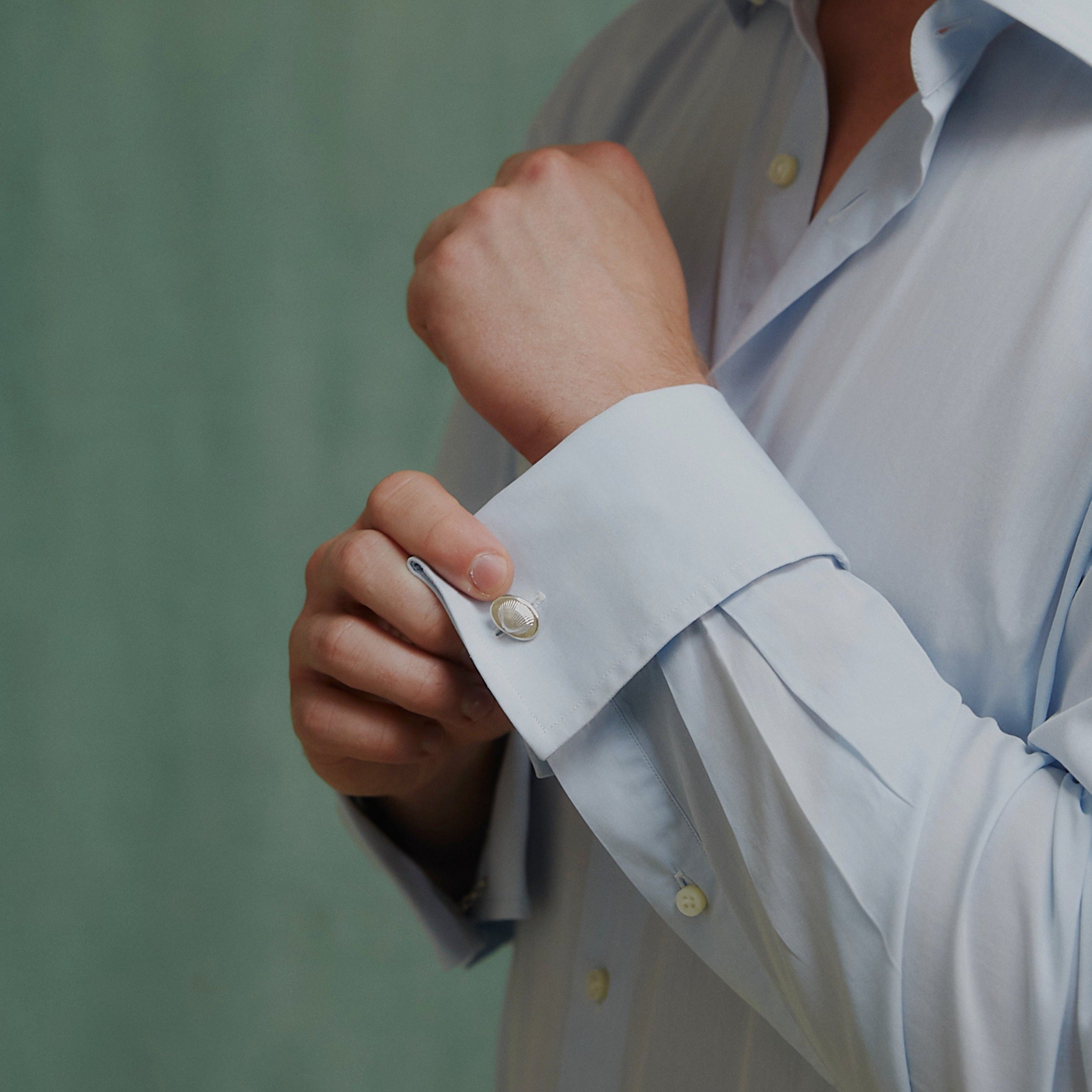 Old Hunstanton cufflinks. Old Hunstanton, Norfolk. Norfolk jewellery. Shell jewellery. Silver shell jewellery. Those Happy Places. Men's cufflinks. Men's accessories.