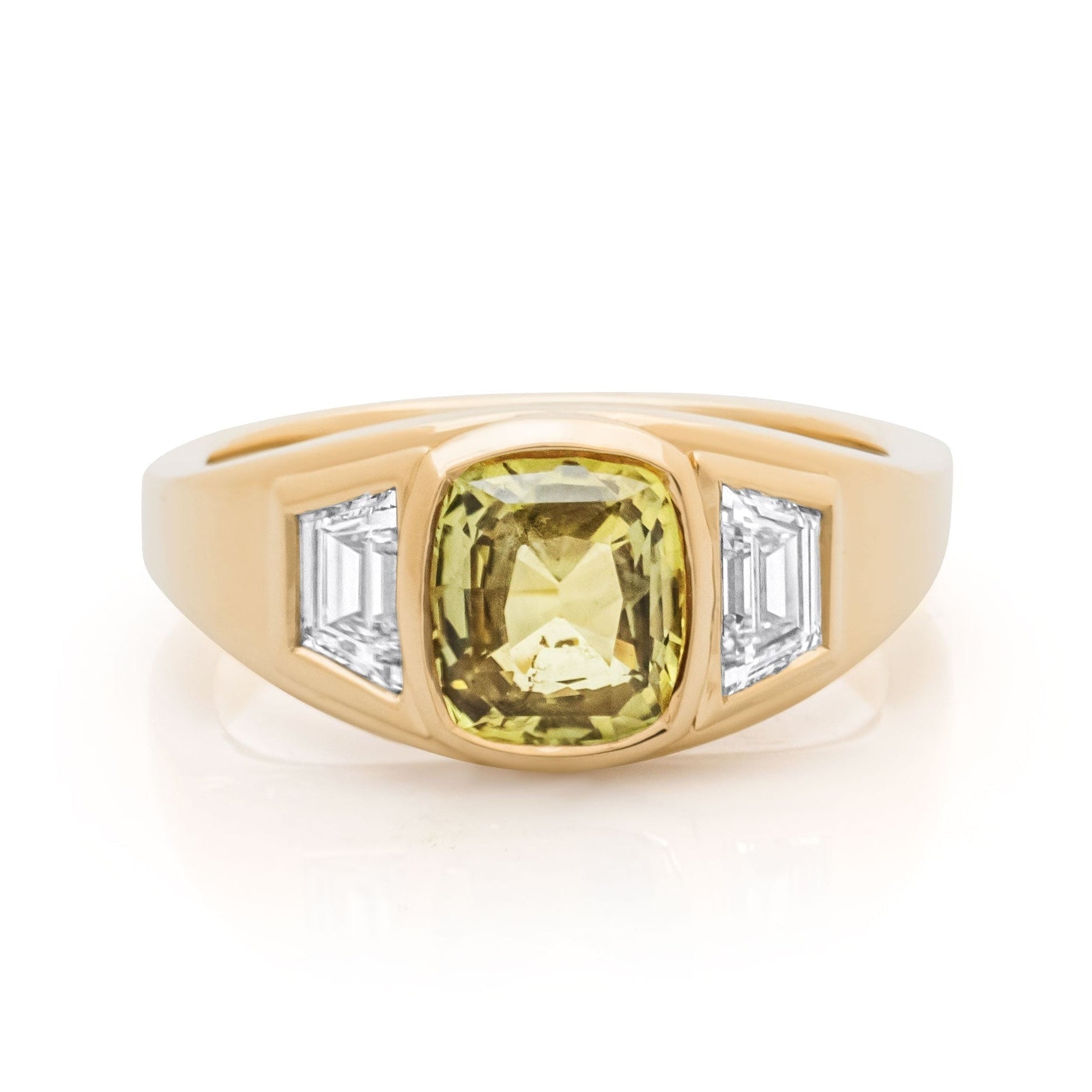 Yellow Sapphire and Diamond engagement ring