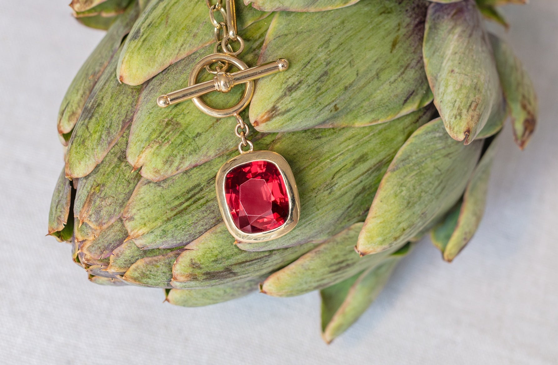 Solid gold and gemstone necklaces by Serena Ansell