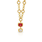 Red Spinel and Diamond pendant. Red Spinel and Diamond necklace. Natural red gemstone. Natural diamond necklace. Gemstone pendant. Gemstone necklace. 18 carat gold jewellery. Serena Ansell Jewellery. Fine jewellery London. 