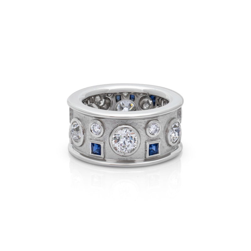 A Sapphire and Diamond ring made using stones from three pre-loved rings