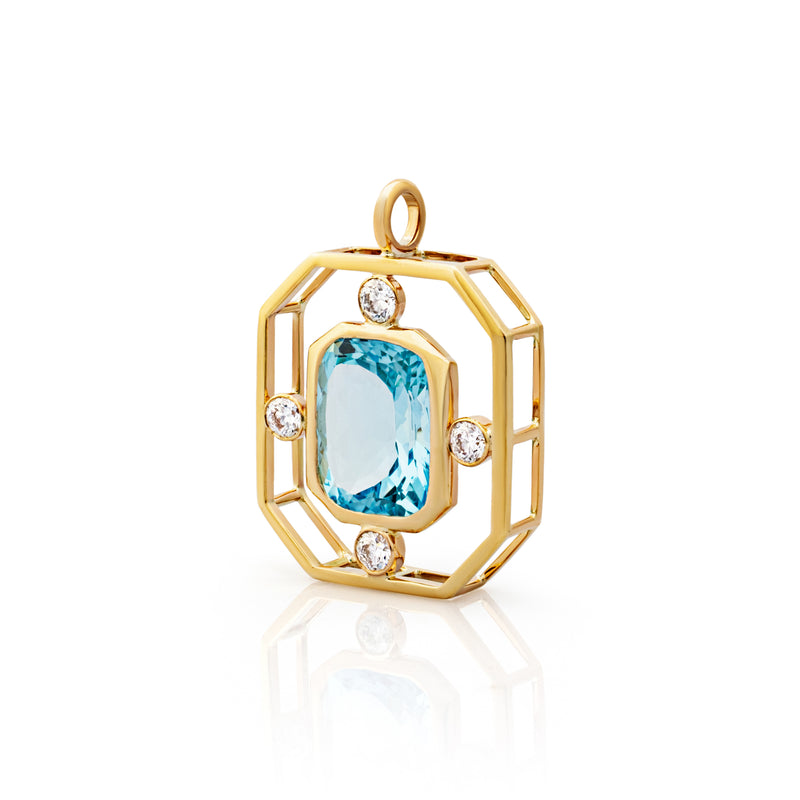 Blue Topaz and Diamond Pendant