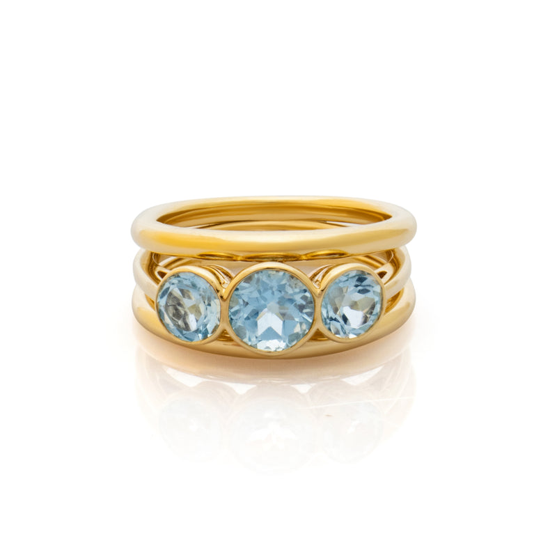 Three-band, three-stone Topaz Ring