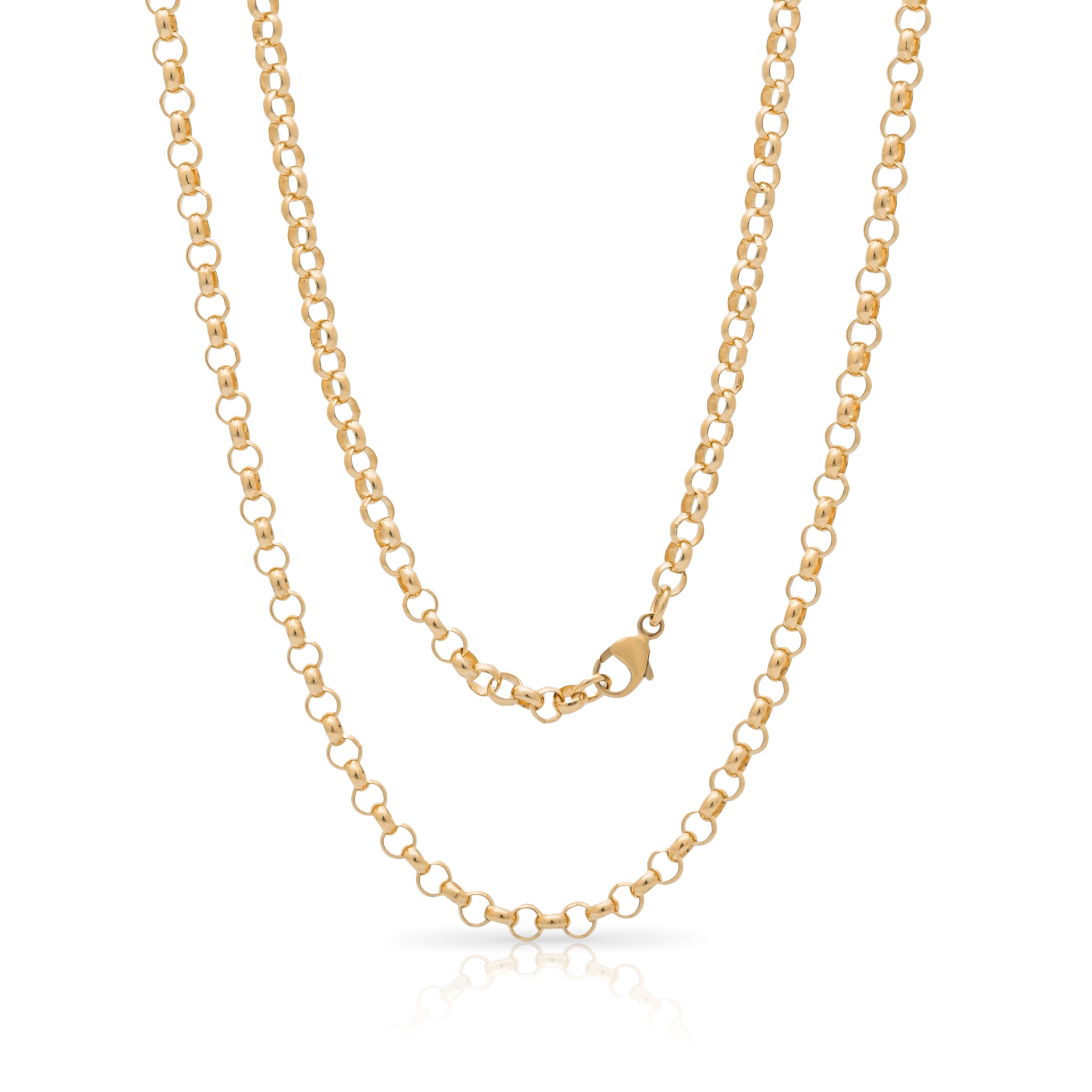 Gold chain necklace. Gold belcher chain. 