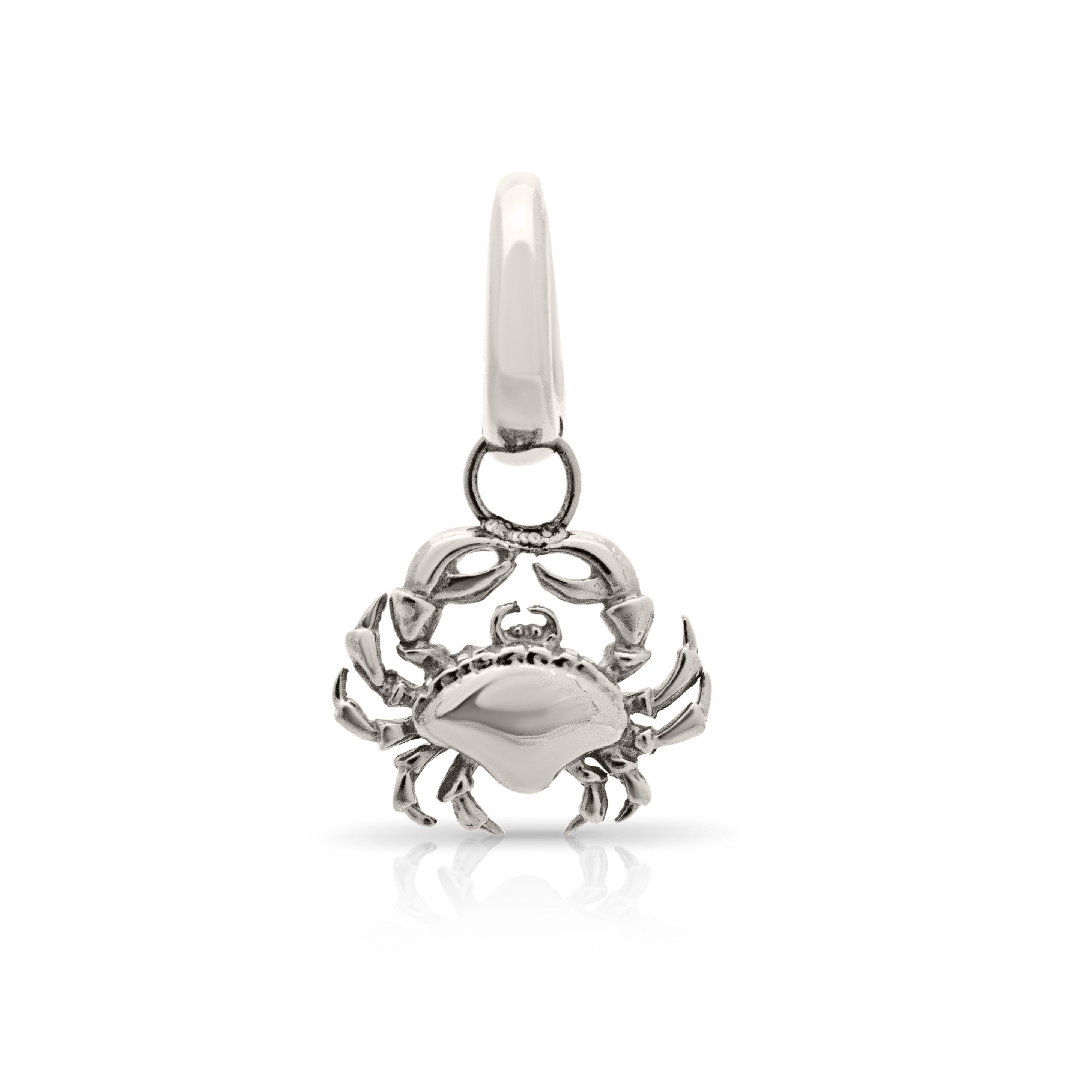 Silver Crab pendant charm. Crab charm. Crab pendant. Cancer pendant. Silver pendant charm. Serena Ansell Jewellery. Serena Ansell Crab logo. 