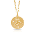 Aries Zodiac pendant. AriesZodiac necklace.  Birthstone pendant. Birthstone jewellery. Medallion. Gold zodiac pendant. Solid gold and Diamond pendant. Disc pendant. Gold disc pendant.