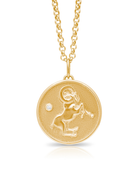 Aries Zodiac pendant. AriesZodiac necklace.  Birthstone pendant. Birthstone jewellery. Medallion. Gold zodiac pendant. Solid gold and Diamond pendant. Disc pendant. Gold disc pendant.