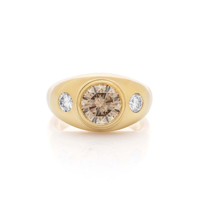 A Brown Diamond Bombé Ring