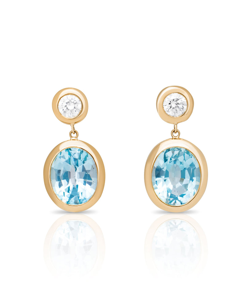Aquamarine & Diamond Drop Earrings