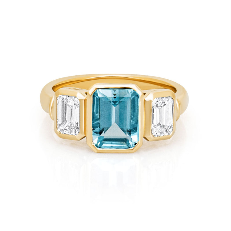 Aquamarine & Diamond Trilogy Ring