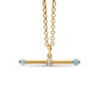 Aquamarine pendant. Gemstone T-bar. Diamond pendant