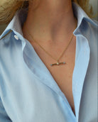 Aquamarine pendant. Gemstone T-bar. Diamond pendant