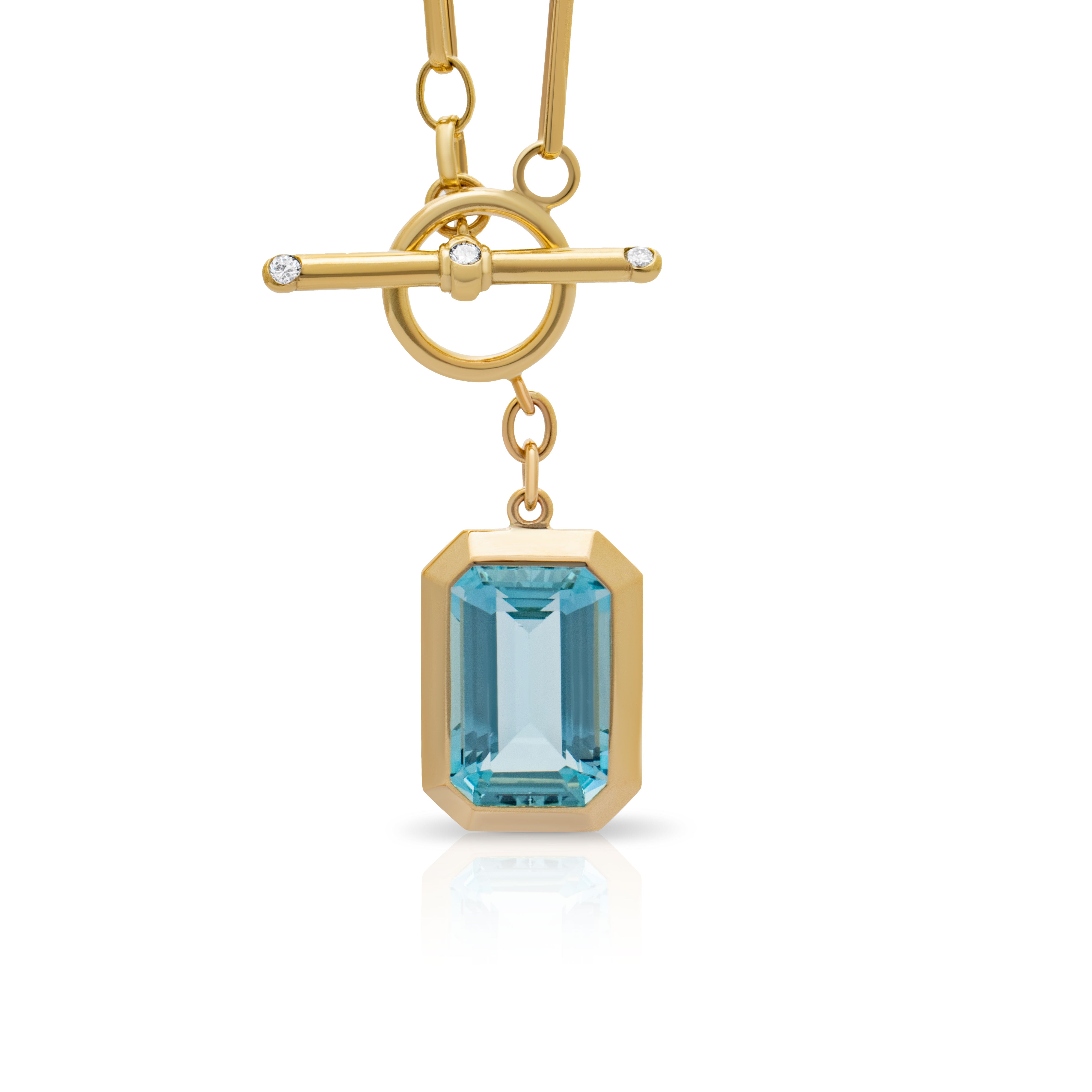 Aquamarine and Diamond T-bar Necklace