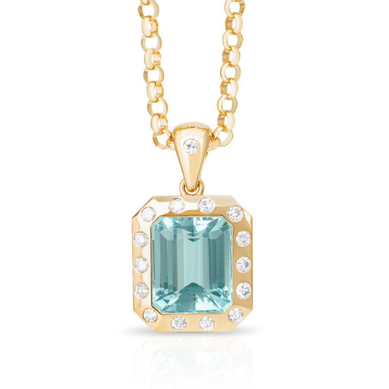Blue Topaz and Diamond Pendant