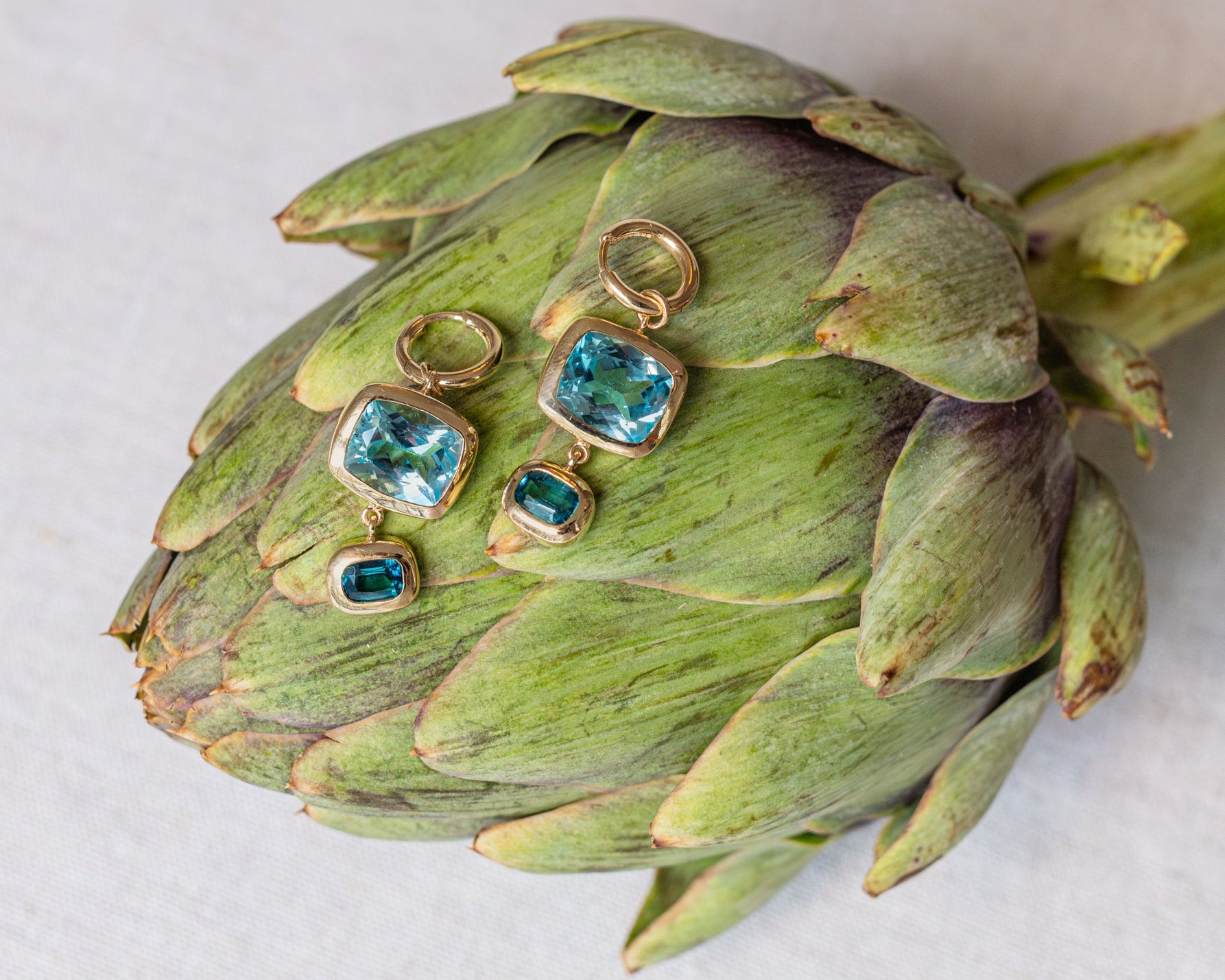 Blue Topaz and blue Tourmaline earrings. blue gemstone earrings. Gemstone drop earrings