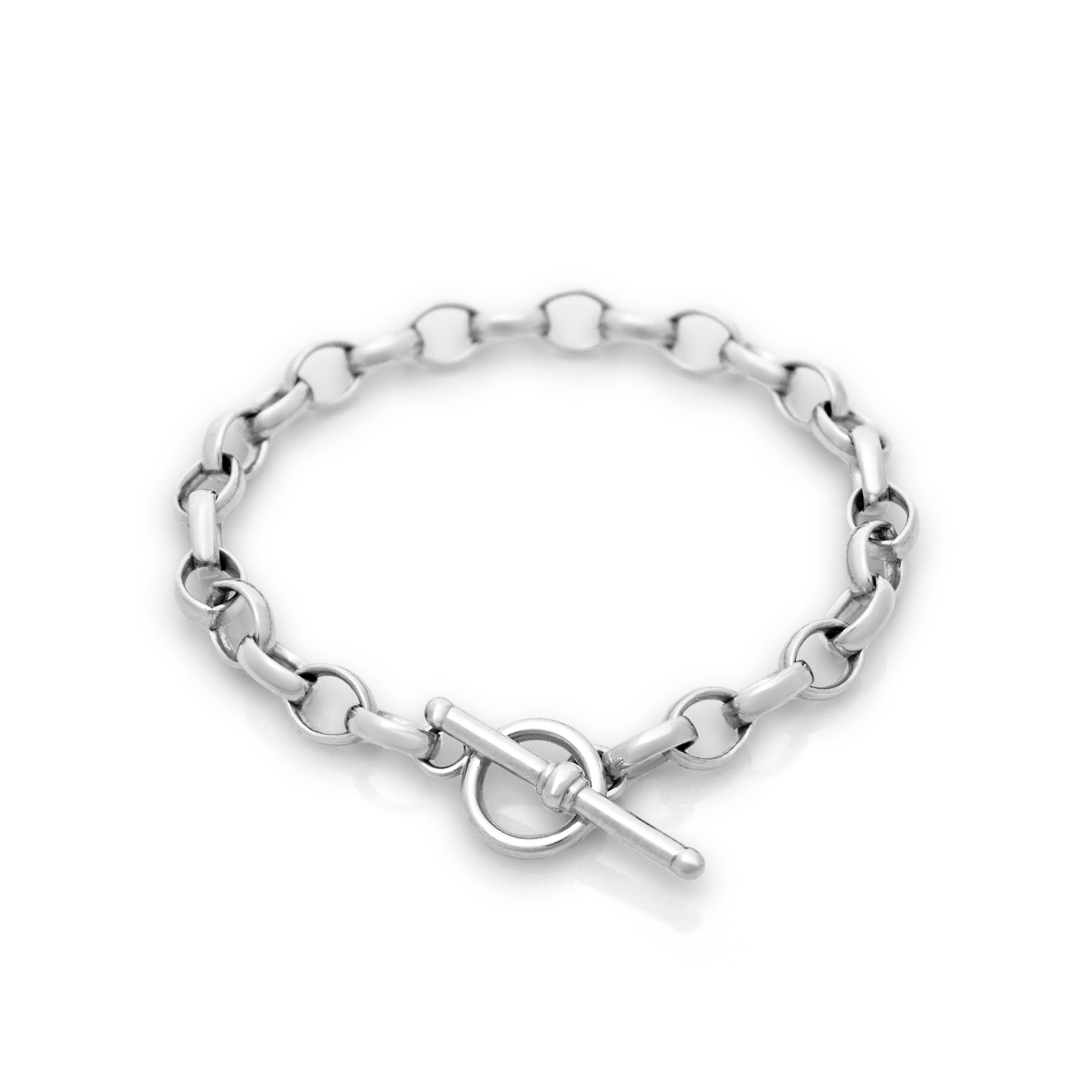 Silver belcher t-bar bracelet. Solid silver bracelet. Silver chain bracelet. T-bar bracelet. T-bar clasp. Belcher chain bracelet. Serena Ansell Jewellery. Fine jewellery. 