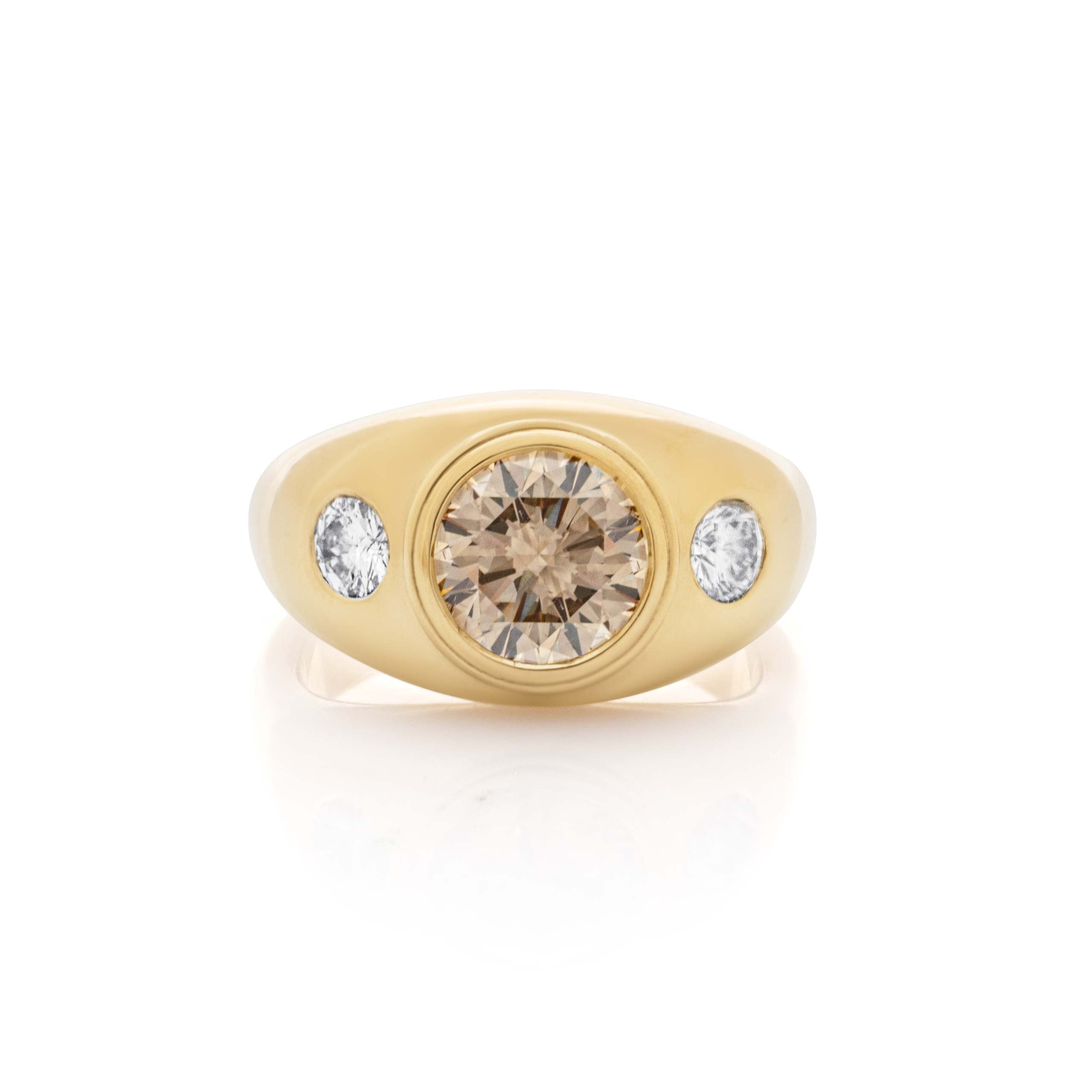 Brown Diamond ring. Diamond Bombé ring. Chunky gold ring. The India Edit