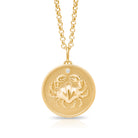 Cancer Zodiac pendant. Cancer Zodiac necklace.  Birthstone pendant. Birthstone jewellery. Medallion. Gold zodiac pendant. Solid gold and Diamond pendant. Disc pendant. Gold disc pendant.