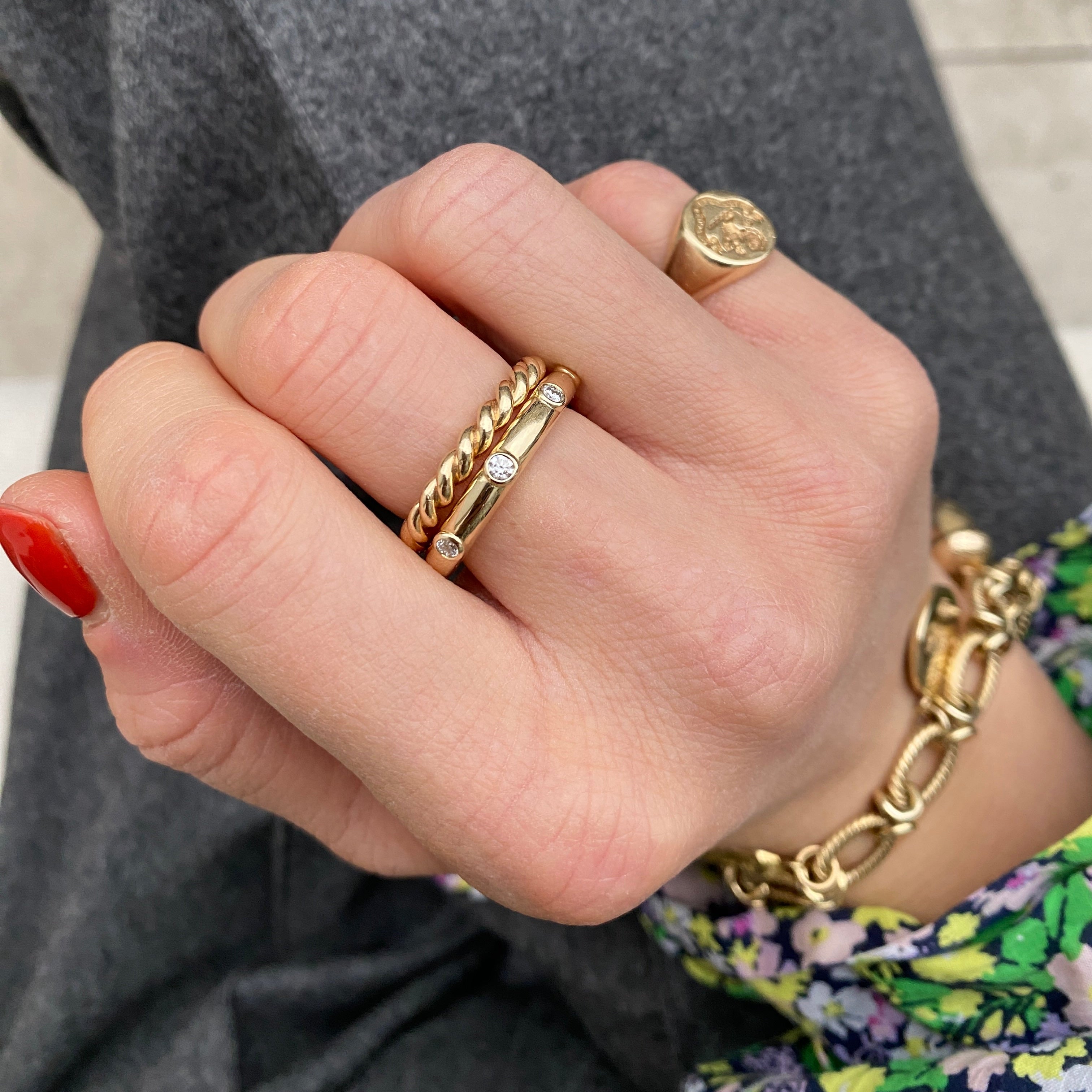 Chunky gold Diamond band. Chunky Ring. Diamond band