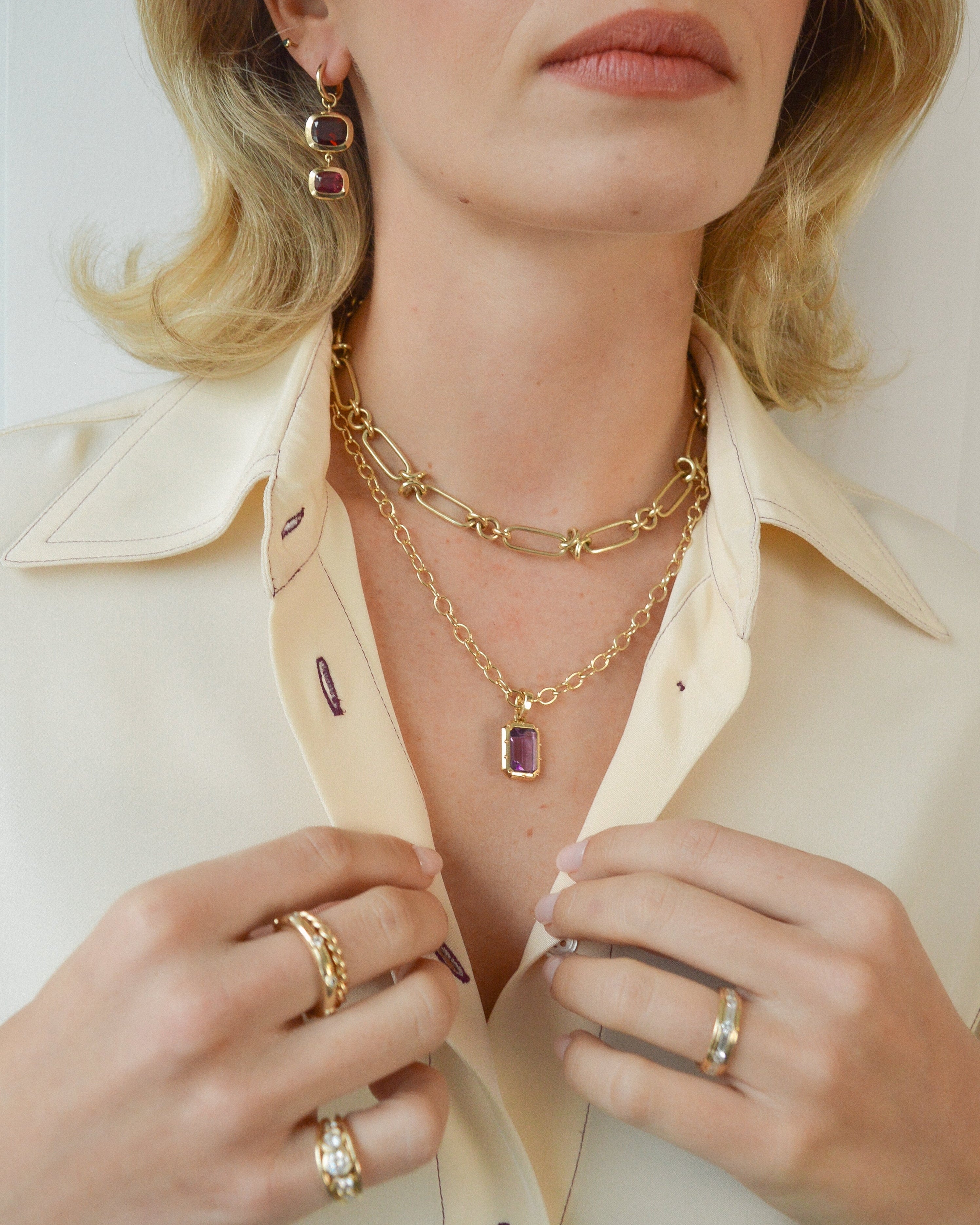 Chunky gold chain. Solid gold necklace. Charm necklace