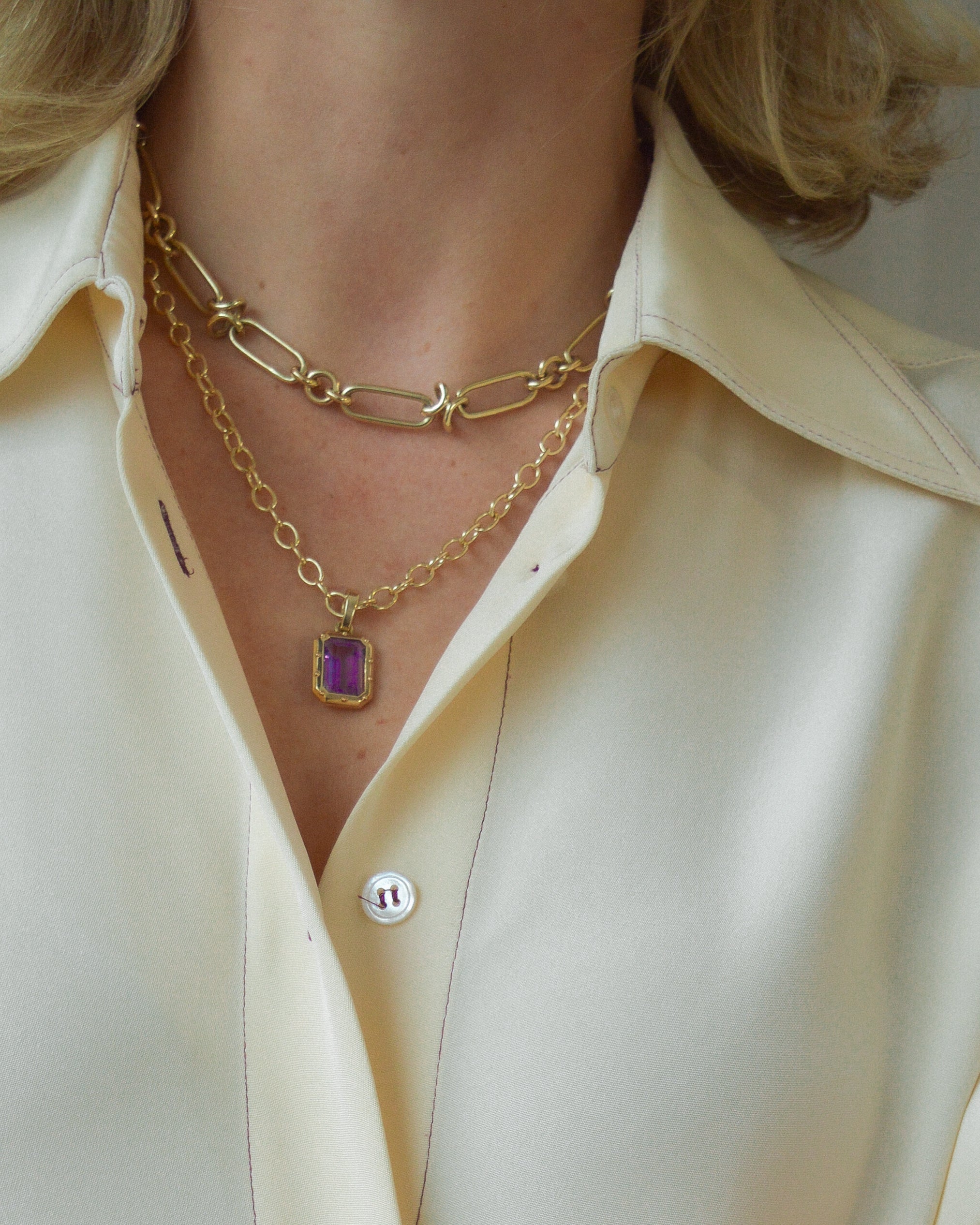 Chunky gold chain. Solid gold necklace. Charm necklace