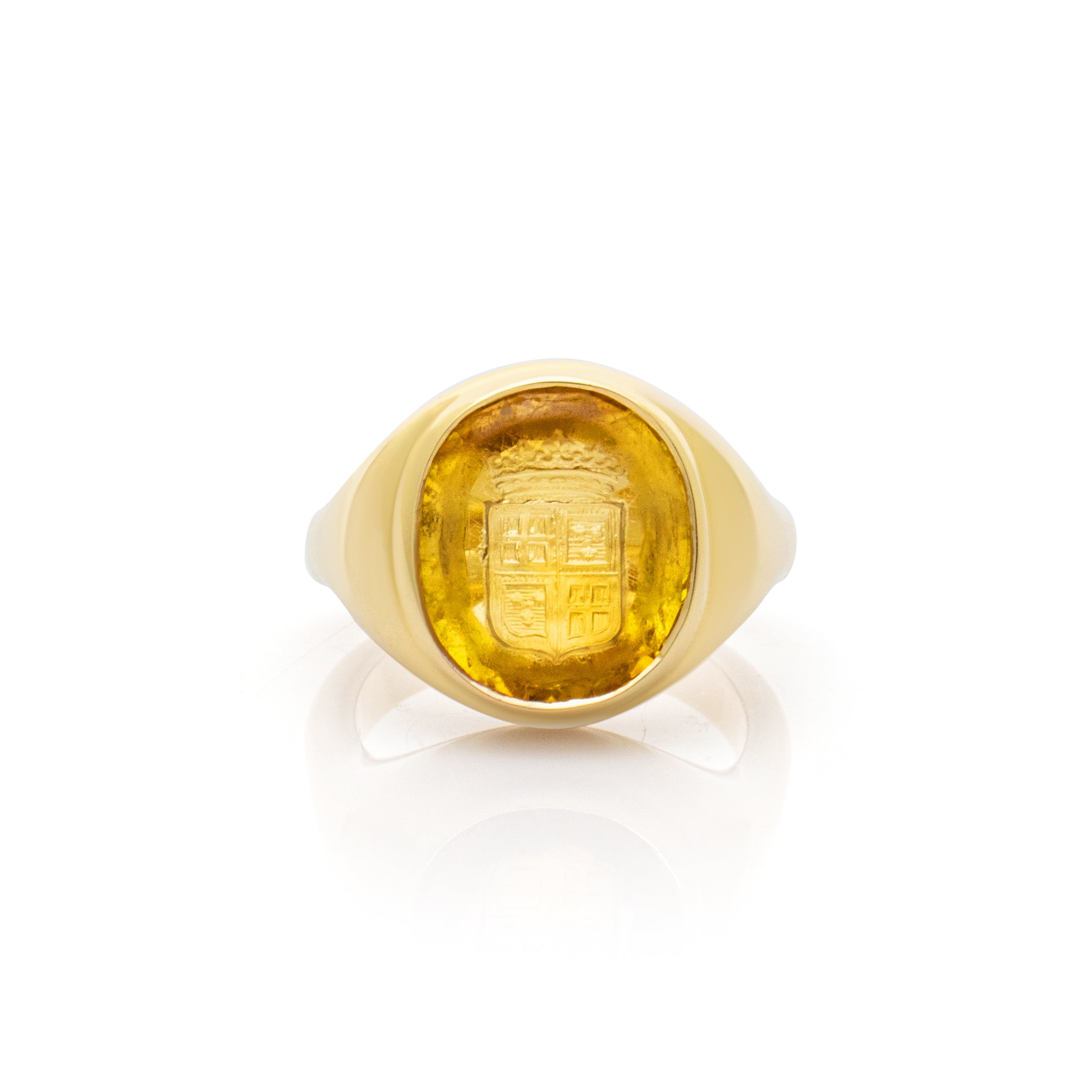 Citrine intaglio. Citrine signet ring. Gemstone signet ring