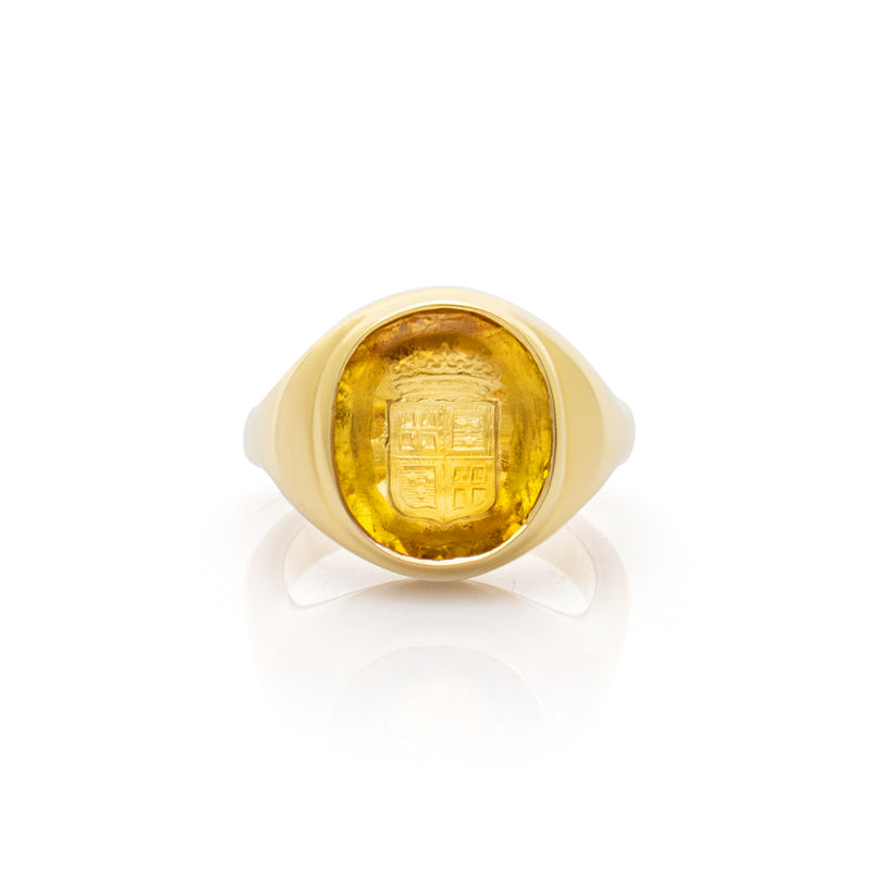 Citrine Intaglio Signet Ring