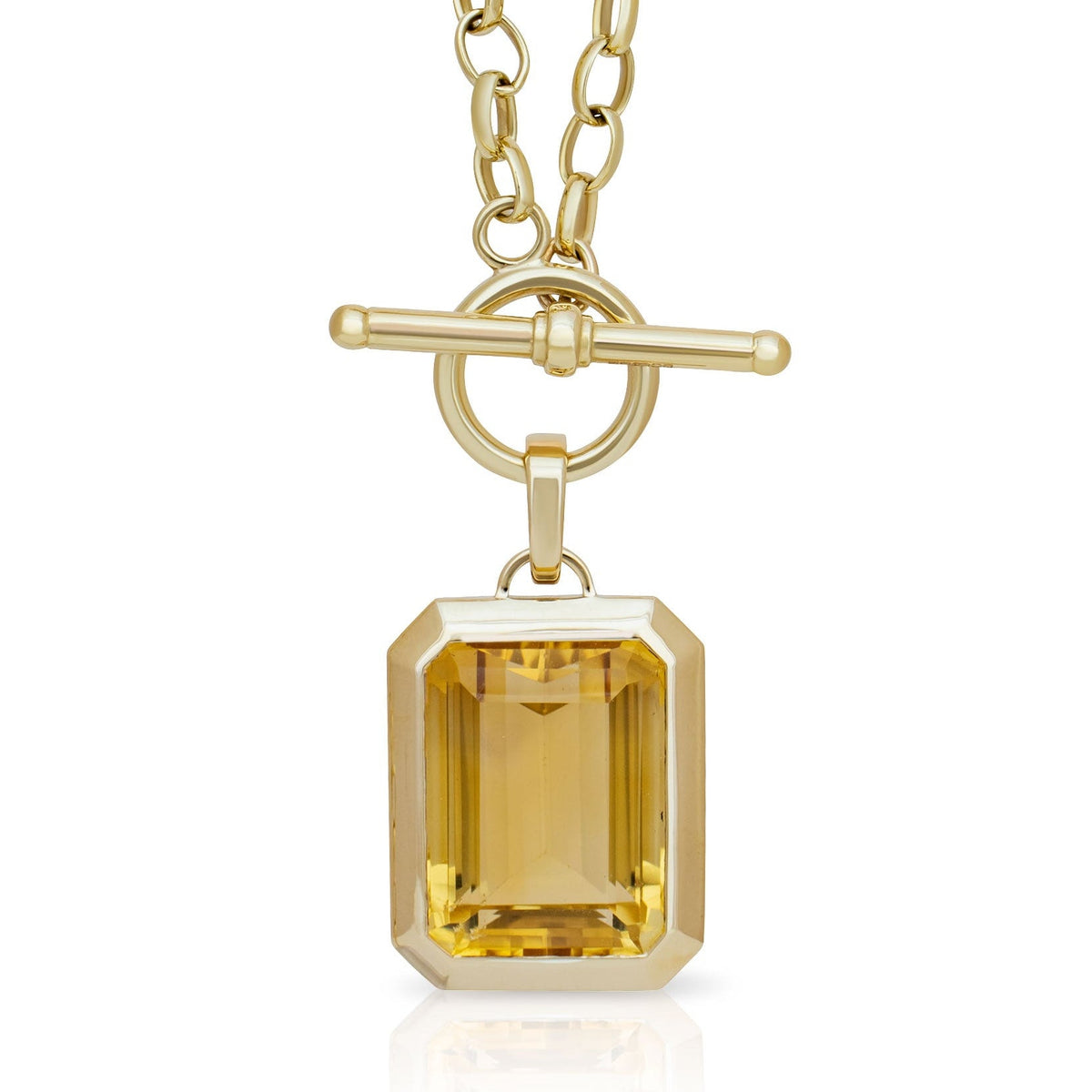 Large citrine pendant necklace. Tbar necklace with big pendant. 