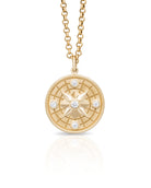 Compass medallion. Compass pendant. Compass necklace. Disc pendant. Diamond pendant. Diamond compass. 