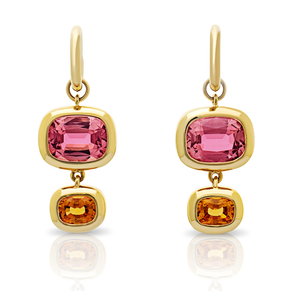 Pink and orange gemstone earrings