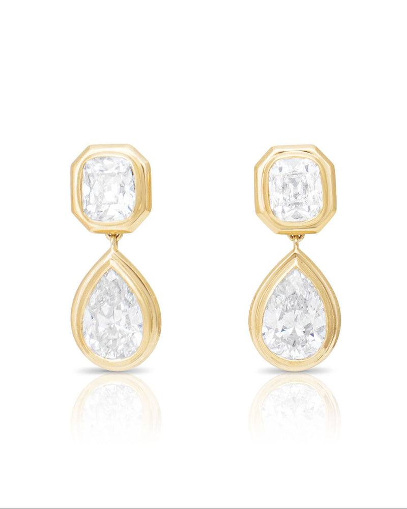 Cushion & Pear Drop Diamond Earrings