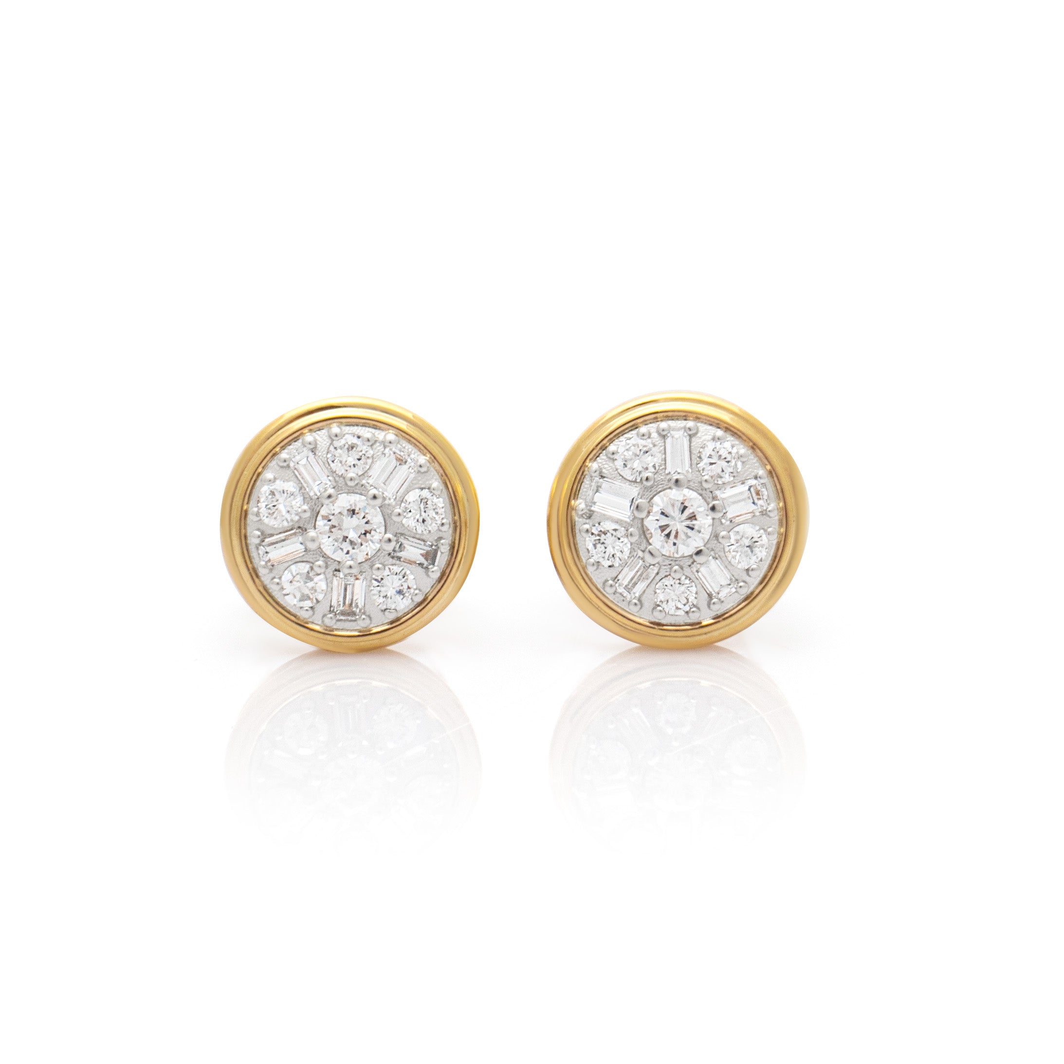 Diamond earrings. Diamond disc earrings. Diamond cluster earrings. Everyday diamond earrings