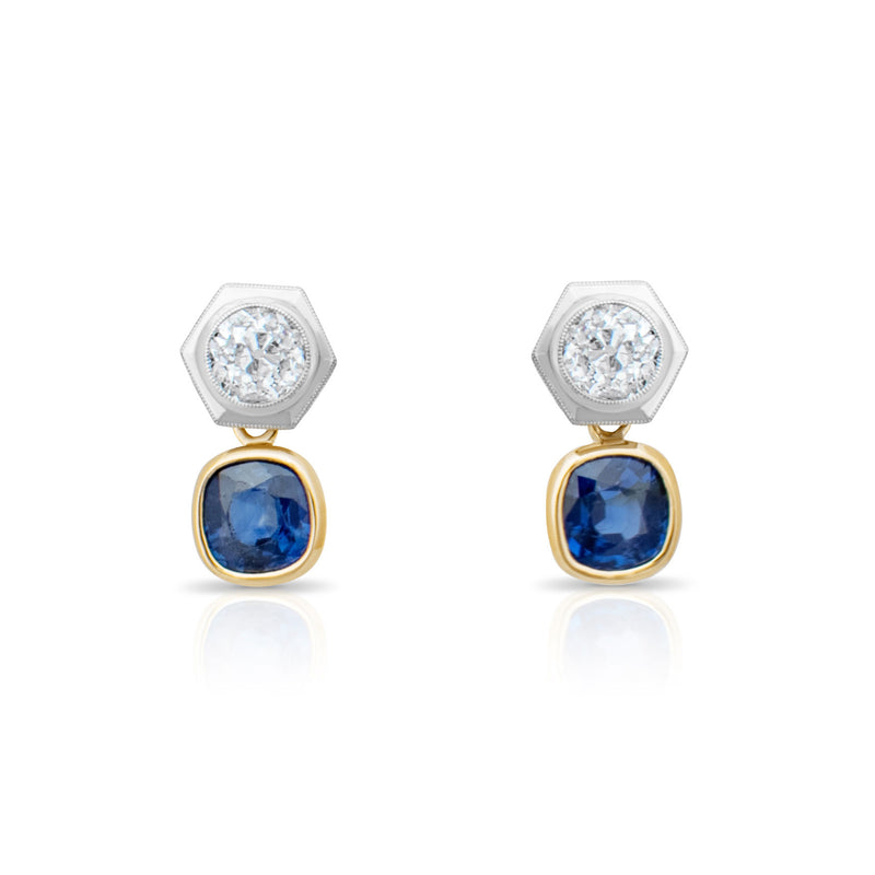 Diamond & Sapphire Detachable Drop Earrings