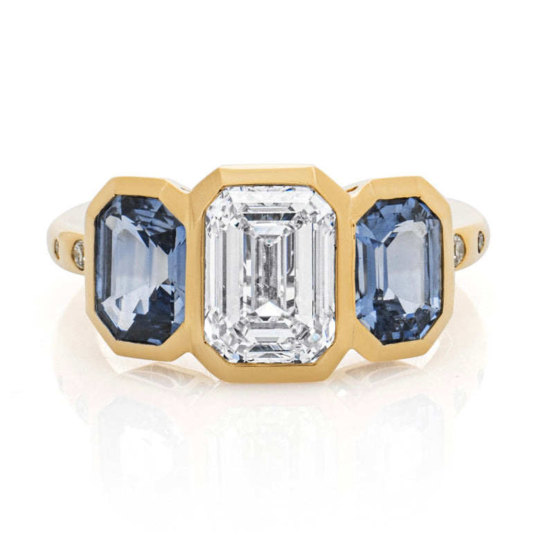 Diamond & Sapphire Three-Stone Ring