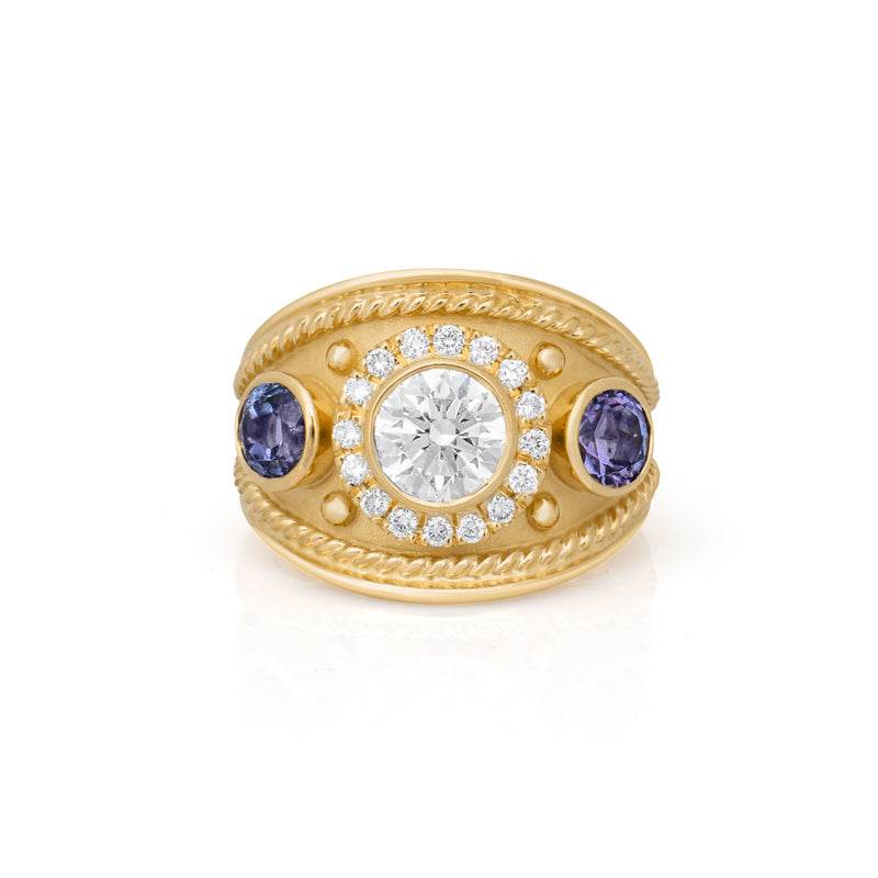 A Diamond & Tanzanite Classical Style Ring