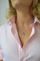 Diamond cross. Diamond crucifix. Crucifix pendant