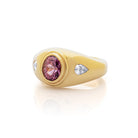 Rhodolite Garnet and Diamond ring. Diamond ring. Coloured Stone Ring. Bombé ring. Signet style ring. Gold ring. Chunky gold ring. Solid gold ring. Cocktail ring. 